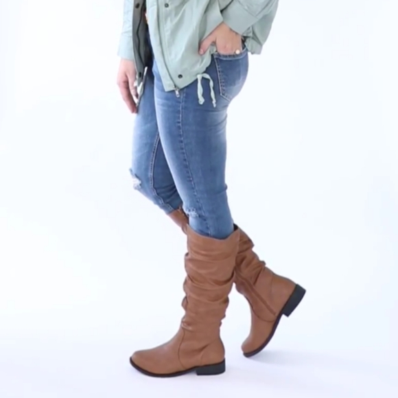 Qupid SLOUCHY CRINKLE BOOT COGNAC - Picture 2 of 4